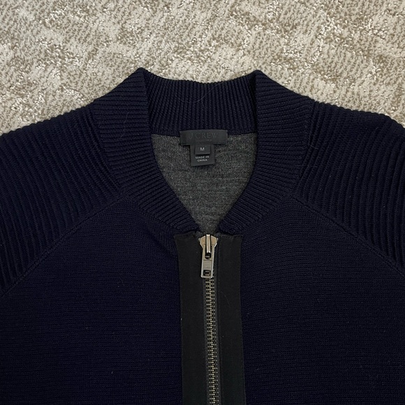 J.Crew Collection Women’s Wool Navy Double-Zip Ribbed Sweater-Jacket - Picture 3 of 12